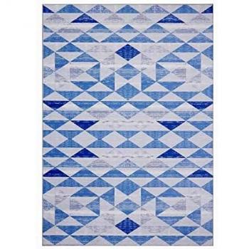 Bedsure Alfombra Salón Grande Pelo Corto - Alfombra Moderna 160x230 cm para Comedor Que se Pueden Fregar, Alfombras Colores Verano de Diseño Rombo y Estilo Nórdico, Azul