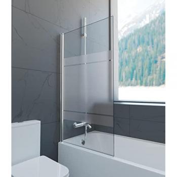 Mampara de Bañera Abatible Open 1 Serigrafiada 150x85 cm con Acabado Frost Plus