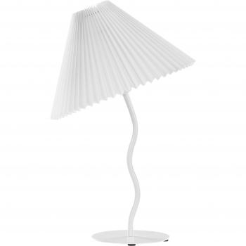 Lámpara de mesa moderna Alwero con base de metal y pantalla plisada sintética blanca 48 cm
