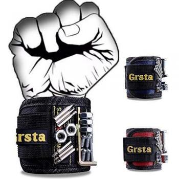 Grsta Muñequera Magnetica Con 15 Potentes Imanes, Cinturon De Herramientas De Bricolaje,Que Sostienen Tornillo,Clavos,Perno,Broca, Herramientas coche pladur, Regalo Navidad Para, Regalos Para Hombres