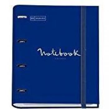 Miquelrius - Carpebloc Cuaderno, Archivador Carpeta con 4 Anillas con Bloc 100 Hojas Cuadriculadas, Carpesano Cierre Goma, color Azul Marino