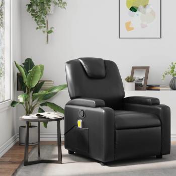 Sillón de masaje reclinable de cuero sintético en colores negro, crema y marrón - Sillón cómodo para dormitorio, silla relax y sofá
