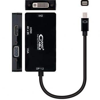 Nano Cable 10.16.3302-BK - Adaptador conversor 3 en 1 de Mini DisplayPort a VGA/DVI/HDMI,