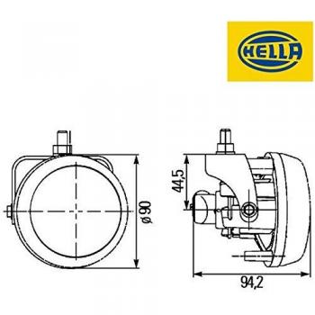 Faro Antiniebla HELLA 1N0 009 295-011 Halógeno - Dynaview Evo2 - 12V - Redondo - Lente Difusora Transparente - Izquierdo