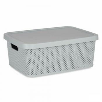 KIPIT Caja de Almacenaje con Tapa Gris Plástico 13 L 28 x 15 x 39 cm (12 Unidades)