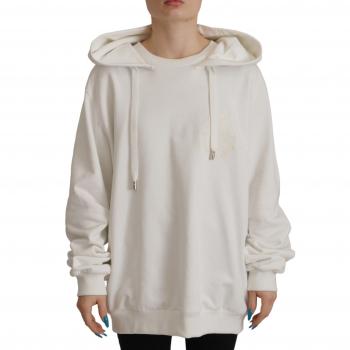Dolce & Gabbana White Hoodie Pullover Embroidered Sweater - IT40|S, Sweatshirts, female, White, Size: XS