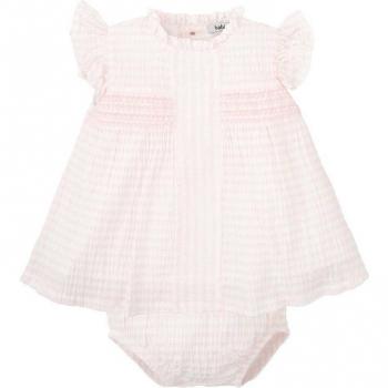 Conjunto de Jesusito de rayas con braguita a juego para bebé niña en color rosa