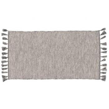 Alfombra Gris 70% Algodón 30% Poliéster 80x150 cm con Flecos Cosida a Mano