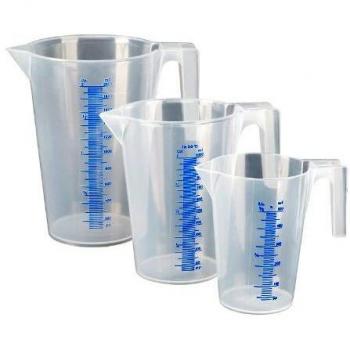 Jarra Graduada Transparente de Polipropileno (PP) - Set de 3 con Escala y Tríptico, 0.5L/1L/2L