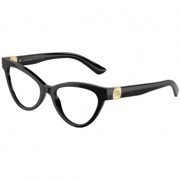 Dolce & Gabbana DG3394 Col. 501 Women's Cat Eye Eyeglasses Black Size 52 with Blue Light Block Available