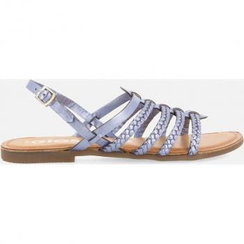 Sandalias Gioseppo Limina - Sandalias planas de mujer de piel metalizadas con trenzados estilo romano en color azul