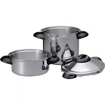Kuhn Rikon Set Duromatic Top, Olla a Presión Super Rápida con Asas 8L /24 cm+cuerpo 4L, Olla Express Apta Inducción, Óptima Distribucion del Calor, Acero Inoxidable 18/10, Despresurización automática