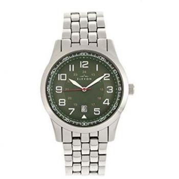 Elevon Garrison Men's Silver and Green Bracelet Watch with Date