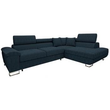Sofá rinconero Comfivo 139 azul con función de descanso y caja de ropa de cama, dimensiones 270x202x71cm