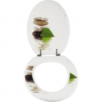 MSV Asiento DE BAÑO MDF Lingga-BISAGRAS DE Acero Inoxidable, Piedra-Verde, 42.5x36.5x1.7 cm