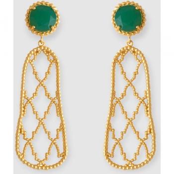 Pendientes Wanderlust Alhambra con pedrería verde