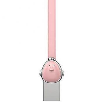 Cable USB/micro USB plano de 1m para niños - Colección Animal - Conectores de Zinc - Rosa