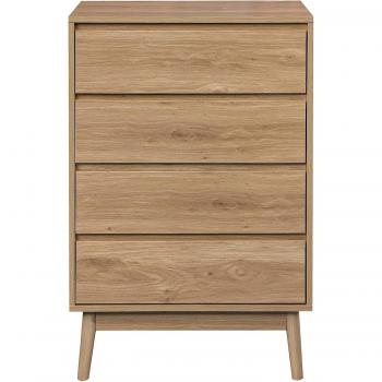 Cómoda escandinava Rebecca Mobili de 4 cajones en madera marrón para dormitorio