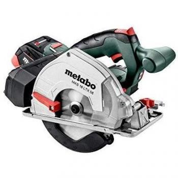 metabo 600771700 600771700-Sierra Circular para Metal a bateria 18V / 2X LiHD 5,5 Ah Li-Ion MKS 18 LTX 58 con maletin MetaLoc, Negro, Size
