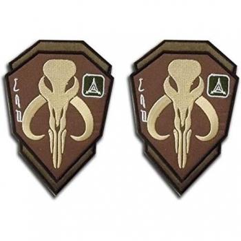 Parche con escudo de mitosauro mandaloriano con escudo de calavera y escudo de Boba Fett, parche táctico con bordado de moral con Parche
