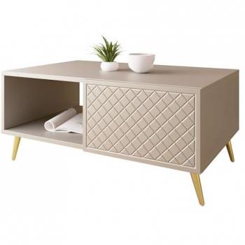 Mesa de centro angular Comfivo K103, aglomerado laminado, color beige, 99 x 62 x 45 cm