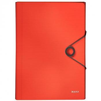 Carpeta expandible Leitz Solid A4, 6 compartimentos, PP, rojo claro, capacidad para 250 hojas