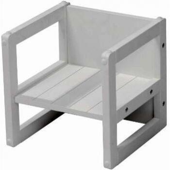Taburete roba para niños en estilo country, taburete reversible con 3 alturas de asiento, blanco