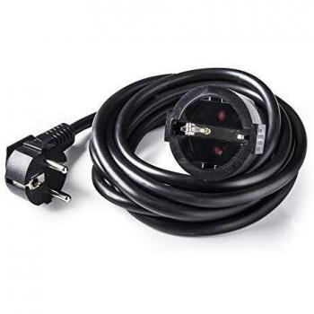 Famatel 2983-N Cable alargador Negro | 3 Metros | Corriente para Exteriores | Protección Infantil | con una Alta flexibilidad y Resistencia