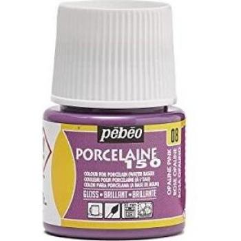 Pintura para Porcelana Pébéo 150 Brillante Rosa Opalino N°08 - Frasco 45ml - Horneado a 150°C