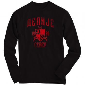 Delije Sudadera | Vintage Look Pulli | Crvena Zvezda Beograd Sever | Red Star Fan | Sweater | Srbija | Hombre , Colour:black;Size:Medium