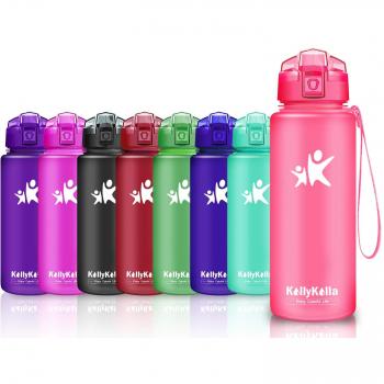 KollyKolla Botella de Agua Deportes, Botellas Sin BPA Tritan Plástico Reutilizables Ecológica con Filtro, Water Bottle para Niños, Gimnasio, Oficina, Senderismo, Viajes,