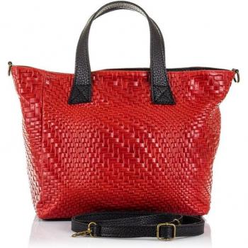 Bolso tote de piel auténtica grabado entrelazado Firenze Artegiani