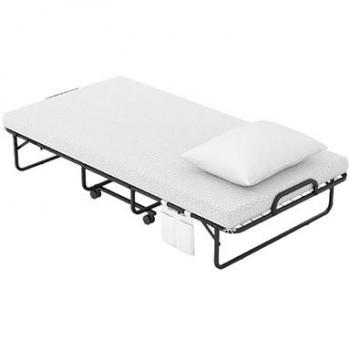 Twin-Size Heavy-Duty Rollaway Bed with Memory Foam Mattress & Dust Cover