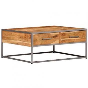 vidaXL Madera Acacia Maciza Mesa de Comedor Salón Sala de Estar Centro Café Mobiliario Decoración de Muebles Casa Hogar Oficina Despacho 75x75x35 cm