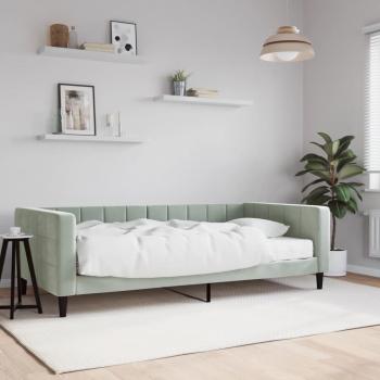 Sofá cama terciopelo gris claro 100x200 cm con colchón