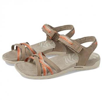 Sandalias deportivas Merrell Terran 3 Cush Cross para mujer, color beige y rojo, talla 36, gris (Moon Clay)