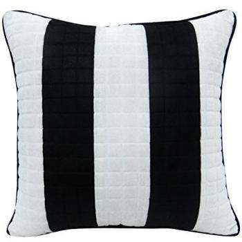 S4Sassy Verificación De Terciopelo Acolchado Decorativo Funda De Almohada Fundas De Colchón Blanco Y Negro Tiro Cuadrado De 20 X 20