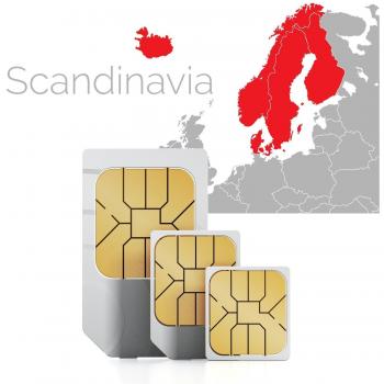 travsim Escandinavia (Dinamarca, Finlandia, Island, Noruega & Suecia) datos SIM tarjeta