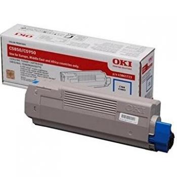 Cartucho de Tóner Cian Original OKI, Alta Capacidad 6000 Páginas, Compatible con Modelos C5850/C5950/MC560 - Referencia 43865723