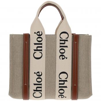 Chloé Women's Woody Small Tote and Crossbody Bag in White and Beige