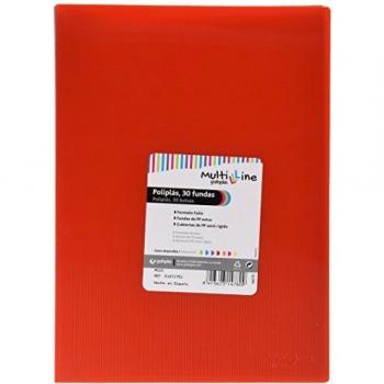 Grafoplás 01471751－Carpeta de fundas Multiline, 30 fundas, tamaño folio, color rojo