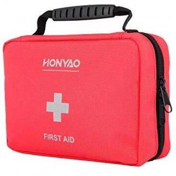 HONYAO Botiquín de Primeros Auxilios, Bolsa Médica de Emergencia - Kit de Supervivencia para el Hogar, Automóvil, Campamento, Oficina, para Viaje y Deportes Al Aire Libre