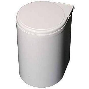 EMUCA - Cubo Basura Puerta de Armario, contenedor de Basura, contenedor de 13L con Tapa automática y fijación a Puerta, plástico, Blanco