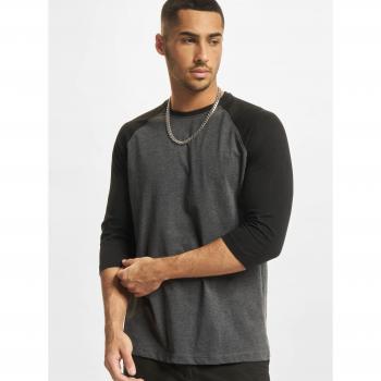Urban Classics Contrast 3/4 Sleeve Raglan Long Sleeve Shirt for Men - Charcoal/Black - Sizes S to 5XL