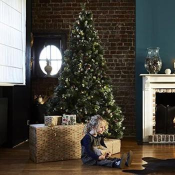 Árbol de Navidad Artificial Deluxe con Guirnalda Lumínica y Decoraciones 210cm