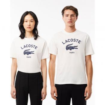 Camiseta Lacoste Big Logo Ultra-Dry de hombre unisex, corte clásico, manga corta, color blanco puro, talla XXL