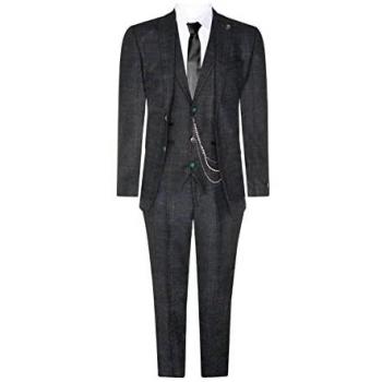 Olive Green Tweed Check 3-Piece Wool Suit - Peaky Blinders 1920 Gatsby Formal
