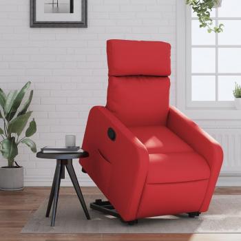 Sillón reclinable elevable de cuero artificial rojo Vidaxl 359322