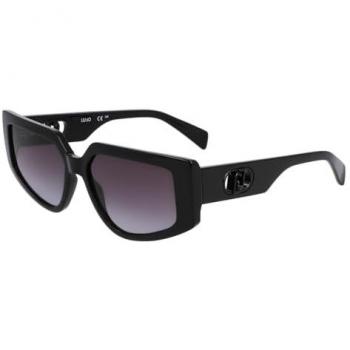 Liujo Rectangular Black Sunglasses with Grey Lenses - Unisex, CAT3, Size 55 MM