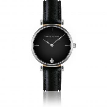 Amelia Parker Night Shore Black Women's Leather Watch